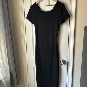 antistar Black Ribbed Sweater Bodycon Dress - X-Large